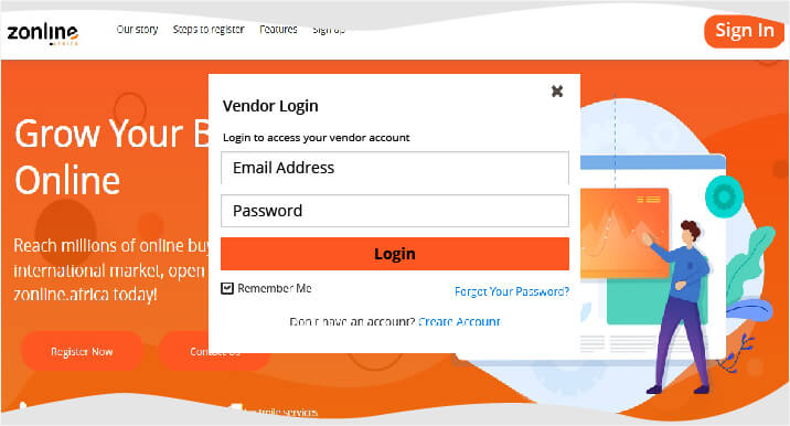 zonline seller portal - vendor login